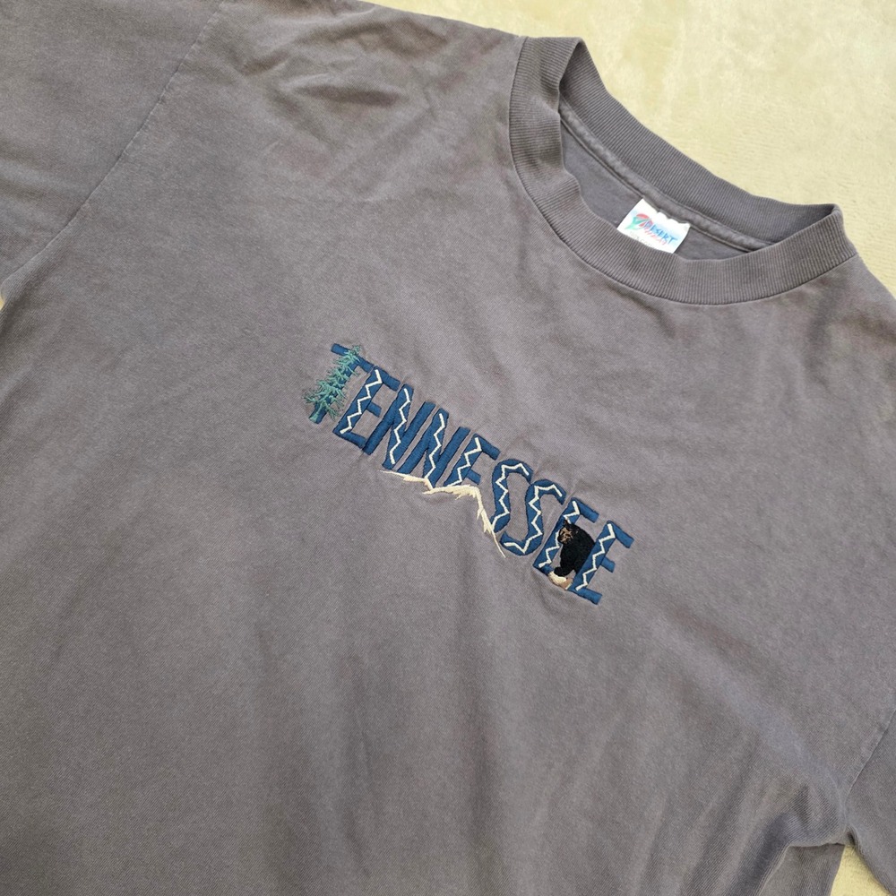 Vintage Tennessee T-Shirt Size Large Embroidered 90s Single Stitch Made In USA
